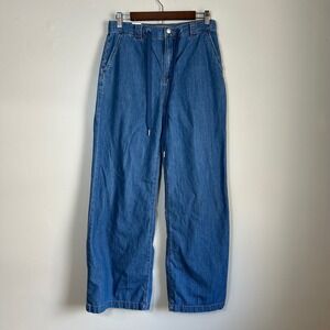 Joe's Jeans Wide Leg Pants Women 27 Blue Drawstring Cotton Denim Trousers